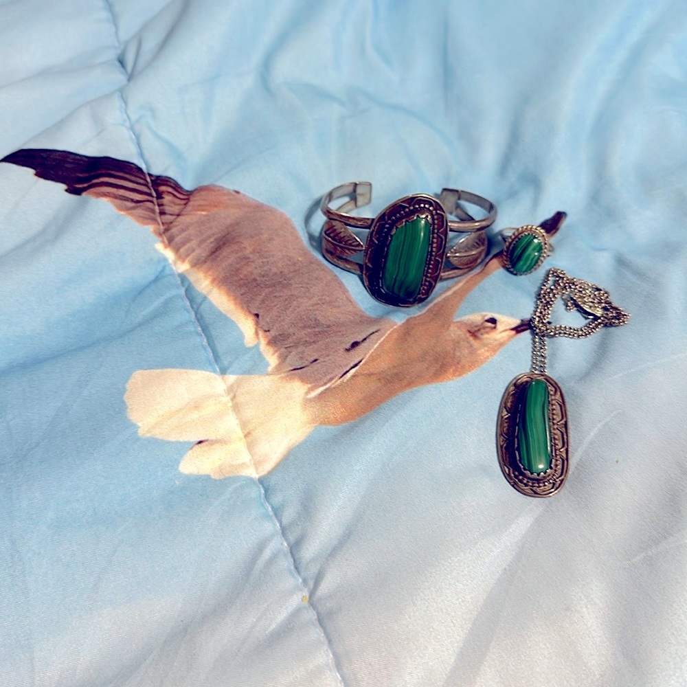 Circa 1950’s Malachite bracelet and pendant